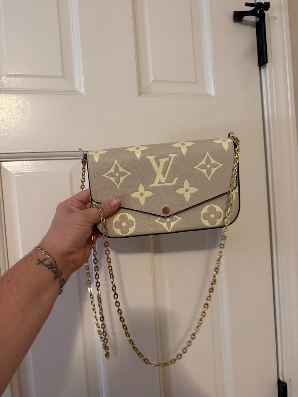 Louis Vuitton Cream Monogram Chain Crossbody Bag